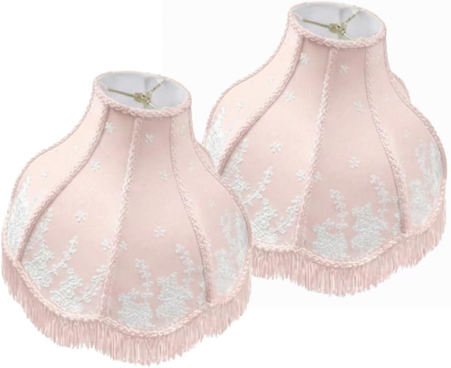 Royal Designs, Inc. VS-1001-11PNK-2 Victorian Scalloped Fringe Lamp Shade, 3.5 x 11 x 9, Pink, 2-Pack, No Assembly Required