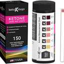 Keto-Mojo Ketone Test Strips 150ct for Ketogenic Diet - Urine Testing for Ketosis Monitoring - Extra Long with Free Keto Guide eBook & App