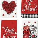 Artoid Mode Rose Floral Love Heart Kiss Valentine's Kitchen Towels Dish Towels, 18x26 Inch Anniversary Wedding Decoration Cleaning Set of 4