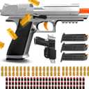 Soft Bullet Toy Gun Shell Ejecting Toy Pistol, EVA Foam Bullets Toy Guns for Boys, Kids, Gifts, Educational Model Toys and Fun Shooting Experience (Grey)