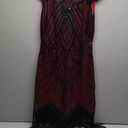 FAIRY COUPLE 1920s Sequined Embellished Tassels Hem Flapper Dress D20S002 (Small, Dark Red)