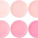 96 Pcs Pink Party Disposable Paper Plates, 9" Cute Pink Dessert Baby Bridal Shower Dinner Birthday Cake Paper Plates for Party Bridal Baby Girl Shower Wedding Supplies