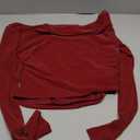 WDIRARA Women's Glitter Off The Shoulder Ruched Long Sleeve Cocktail Party Crop Top Large