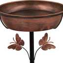 Metal Bird Bath Feeder for Outside 3.14 Deep Birdbaths Bowl with Stable Stake & Upgraded 5-Pronged Base, 13 Dia Freestanding for Garden Yard Lawn Decor, 44 Tall Easy Clean 1.5 Gallon