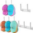 Hat Rack 2 Packs, Removable Long Row Hat Racks for Baseball Caps Wall, Holds 25 hats, 2 Mounting Options Hat Organizer, Space Saving Hat Rack for Wall, Hat Hanger for Door, Room, Closet (White)