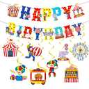 Circus Carnival Birthday Party Decorations - Yoyuspy 10PCS Circus Theme Party Decorations Happy Birthday Banner Hanging Swirls Funny Carnival Party Decor Clowns Theme Party Supplies for Kids