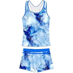 PROALLO Little Girls' Summer Swimwear Two Piece Boyshort Tankini Kids Swimsuit, 5XL