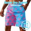 Keevoom Mens Swim Trunks Compression Liner Swim Shorts Quick Dry Swimwear Swimsuit Bathing Suits Board Shorts with Pockets (Pink, L)