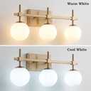 URSOLA 3 Lights 22" Bathroom Vanity Light Fixtures, Antique Brass Mid Century Modern Vanity Light with Opal Globe Glass Shades, G9 Socket, Bathroom Light Fixtures Over Mirror for Bathroom