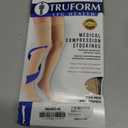Truform 20-30 Mmhg Compression Stockings for Men & Women, Thigh High Length, Dot Top, Closed Toe, Beige, Medium (Medium (1 Pair))