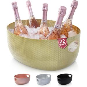 Gusto Nostro Large Beverage Tub for Parties - Metal Tub for Wine Bottles,Champagne,Beers - High Capacity Ice Bucket for Drinks - Extra Large Ice Buckets for Parties (22 qt), Outdoor Party Drink Bucket