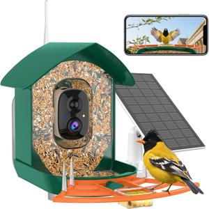 Bird Feeder with Camera,WiFi Smart Bird House with Cam Solar Powered
AI Identify,App Notification,Night Vision,2K Live View,Auto Record Video,Outdoor Birdwatching Gifts for Family,Birds Lover