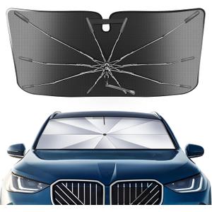 Portable Windshield Sunshade Umbrella Custom Fit for BMW X3 2018-2024 2025, 2 in1 Ice Crystal Durable Compact Shade Umbrella UPF50+ UV Front Window Heat Insulation Protection Outdoor Camping