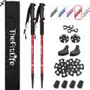 TheFitLife Nordic Walking Trekking Poles - 2 Sticks with Anti-Shock and Quick Lock System, Telescopic, Collapsible, Ultralight for Hiking, Camping, Mountaining, Backpacking, Walking, Trekking, From 26" to 51.2"