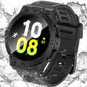 Goton 3 in 1 Waterproof Case and Band for Samsung Galaxy Watch, 360 Protective Hard PC with Tempered Glass Screen Protector for Galaxy Watch Cover Bumper Accessories