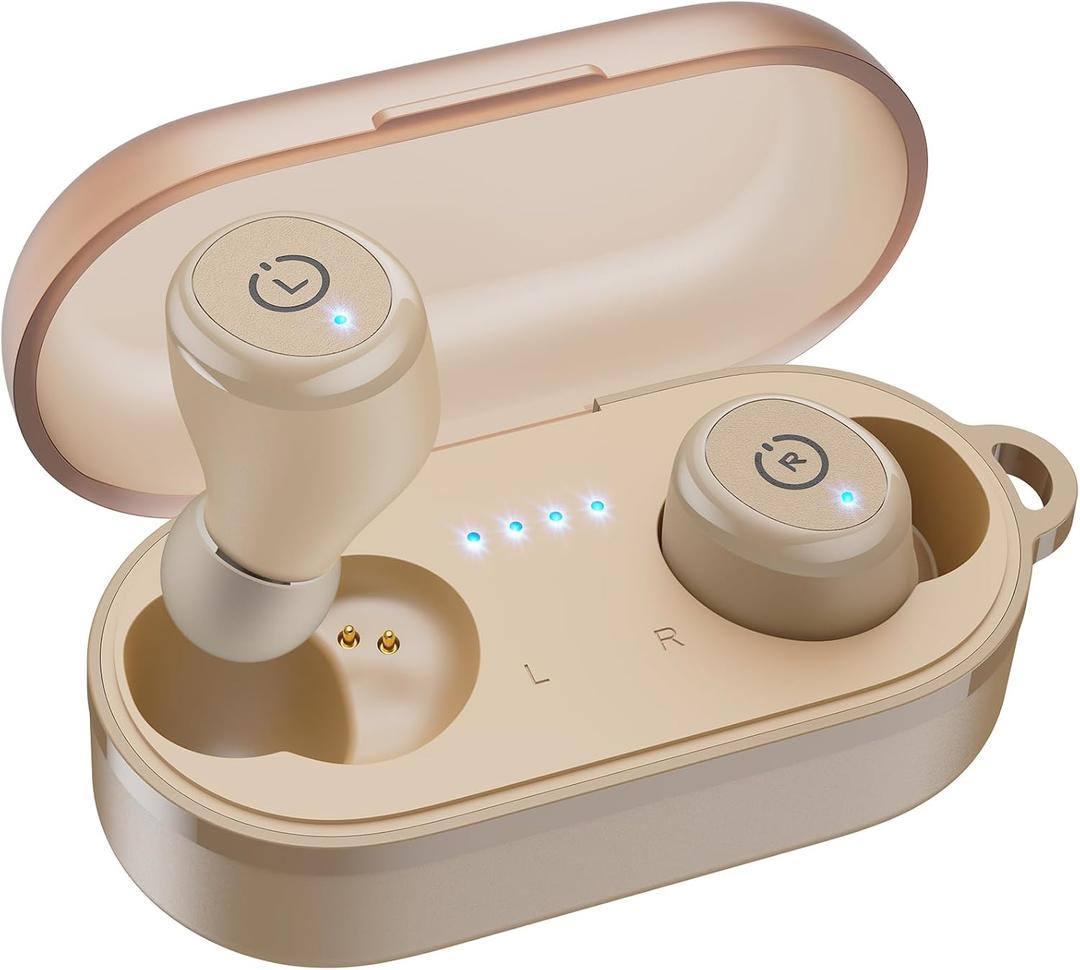 TOZO T10 Wireless Earbuds Bluetooth 5.3 Headphones, App Customize EQ, Ergonomic Design, 55H Playtime, Wireless Charging Case, IPX8 Waterproof Sound in-Ear Headset, New Version (Matte Khaki)