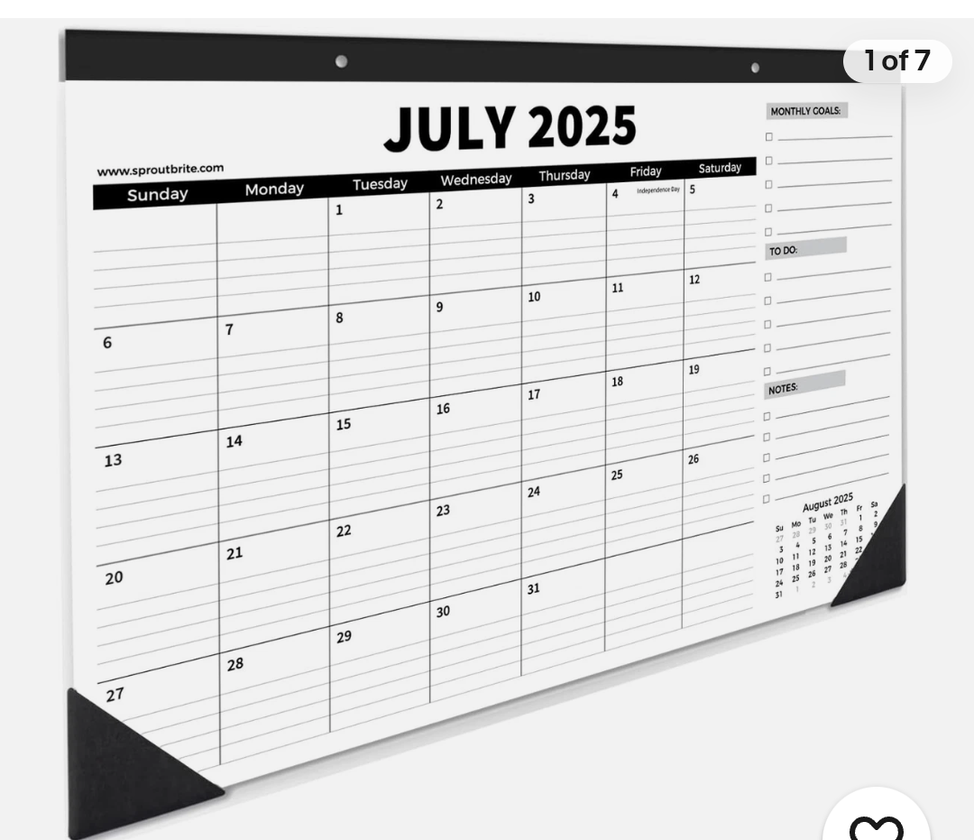 Sproutbrite 18 Month Calendar - 17" x 11.5" Medium Size Desk Calendar 2025-2026, Desktop Monthly Planner with To-Do List and Notes, Home, Office Desk Calendar (3 Pack, Jan 2025)