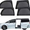 ZATOOTO Car Window Screen for MPV Minivan Truck, 4 Pack Single Layer Covers for Sliding Door Large Square Windows, Shade for Baby Family Pets Camping Sleeping, Black