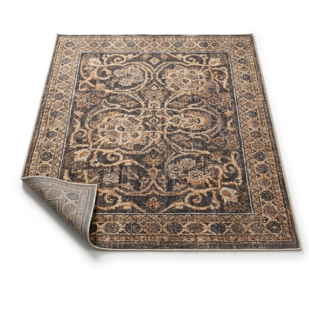 Antique/Moss 9'-0" x 12'-0" .13" Thick Area Rug, Soft, Durable, Vintage Inspired, Distressed, Low Pile, Non-Shedding, Easy Clean, Printed, Living Room Rug