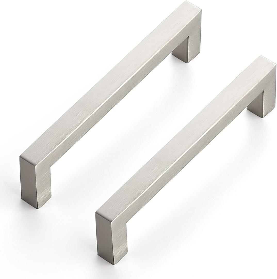 Ravinte 5 Pack 5 Inch Kitchen Square Cabinet Handles Brushed Nickel Drawer Pulls for Cupboard Hardware