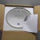 17" x 14" Oval Under Mount Bathroom Sink, Vitreous Lavatory Vanity Sink Under Counter Porcelain Ceramic Oval Vessel Bath Sink Bowl Basin With Overflow, No Faucet Holes, White