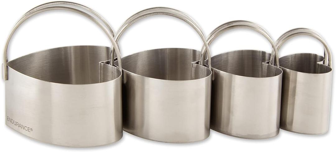 RSVP International Endurance Heart Shape Biscuit Cutters - Stainless Steel, Set of 4 | Nest for Easy Storage | For Cutting Thick or Thin Dough | Professional | Dishwasher Safe