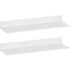 HNVNER Adhesive Shower Shelves for Wall 2 Pack, White Metal Shower Caddy 40cm, Waterproof Bathroom Floating Shelves, Bathroom Storage Wall Shelf Organization
