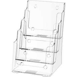 Zavekia 4-Tier 6x9 inch Acrylic Brochure Holder, Clear Literature Organizer Magazine Stand, Flyer Holder