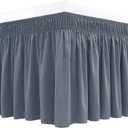 Biscaynebay Wrap Around Bed Skirts for Queen Beds 15" Drop, Dark Grey Flora Home Elastic Dust Ruffles Easy Fit Wrinkle & Fade Resistant Silky Luxurious Fabric Machine Washable