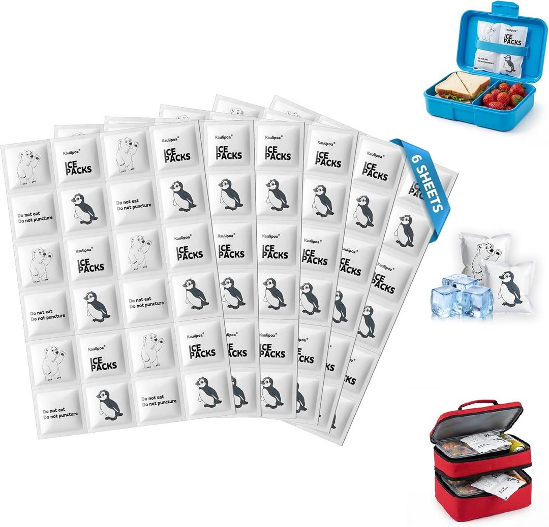 Ice Packs for Lunch Boxes, 6 Sheets Cut-to-Size Flexible Ice Sheets, Thin Reusable Freezer Packs for Coolers, No-Leak Flat Cold Blocks for Work Meal Prep & Picnic