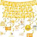 Breling 46 Pcs Childhood Cancer Awareness Month Decorations Including Banner Hanging Swirls Wall Decor Holiday Celebrating Events for Festival Supplies
