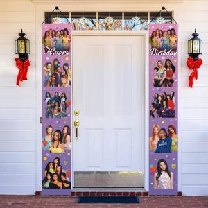 2Pcs Katseye Birthday Porch Sign Door Hanging Banner Party Supplies for Katseye Birthday Decorations