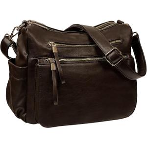 KOGTLA Medium Crossbody Purses for Women, Ladies Roomy Shoulder Bags, Multi Pockets Hobo Handbags (Coffee)