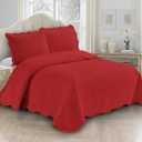 Fancy Linen 3pc Embossed Coverlet Bedspread Set Oversized Bed Cover Solid Floral Daisy Pattern New # Allis (King/California King, Red)