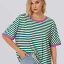 UEU Women Oversized T-Shirt Summer Casual Loose Fit Short Sleeve Basic Tops Workout Gym Tee Shirt (Blue, S)