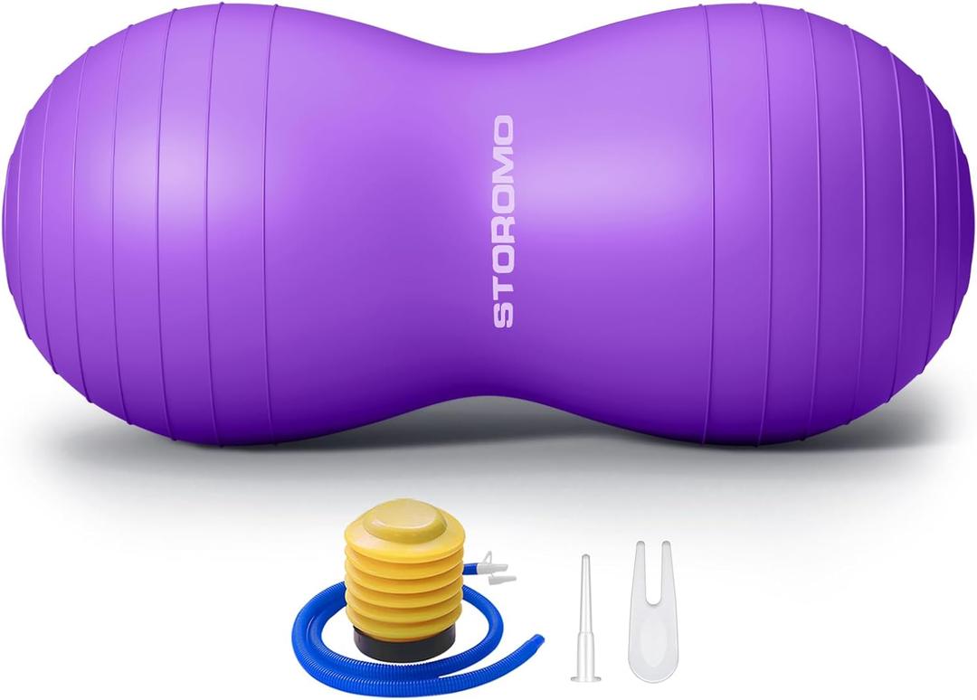 Anti-Burst Peanut Ball,Kids Active Wiggle Seat,for Labor, Therapy, Kids with ADHD  Eco-Friendly Birth Ball for Pregnancy, Physical Therapy & Exercise with Pump (31.5x15.7 inch (80x40cm), Purple)