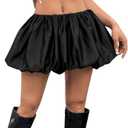 BEAUDRM Women's Y2K Bubble Mini Skirt Low Waist Ruffle Short Hem A Line Pleated Balloon Skirt Bloomers