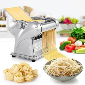 WICHEMI Electric Pasta Maker Machine Pasta Dough Spaghetti Roller Noodle Pressing Machine Stainless Steel 135W for Home Family Use (1.5mm flat noodle+4mm flat noodle)