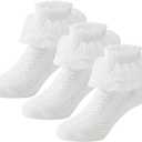 2 x Zando Baby Girl Socks with Ruffle Lace Frilly, Princess Dress Dance Ruffle Socks for Toddler Girls 3/5/6 Pairs