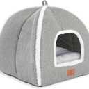 Cat Bed for Indoor Cats - Cat Cave Bed Cat House Cat Tent with Removable Washable Cushioned Pillow, Soft and Self Warming Kitten beds,Cat Beds & Furniture Large Grey (L(17.5 x 17.5 x 17.5 Inch))