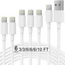 Pack of 5, Apple MFi Certified 6Pack(3/3/6/6/6/10 FT) iPhone Charger Fast Charging Lightning Cable iPhone Charger Cord Compatible for iPhone 14/13 /12/11 Pro MAX/XR/XS/8/7/Plus/6S/SE/iPad More
