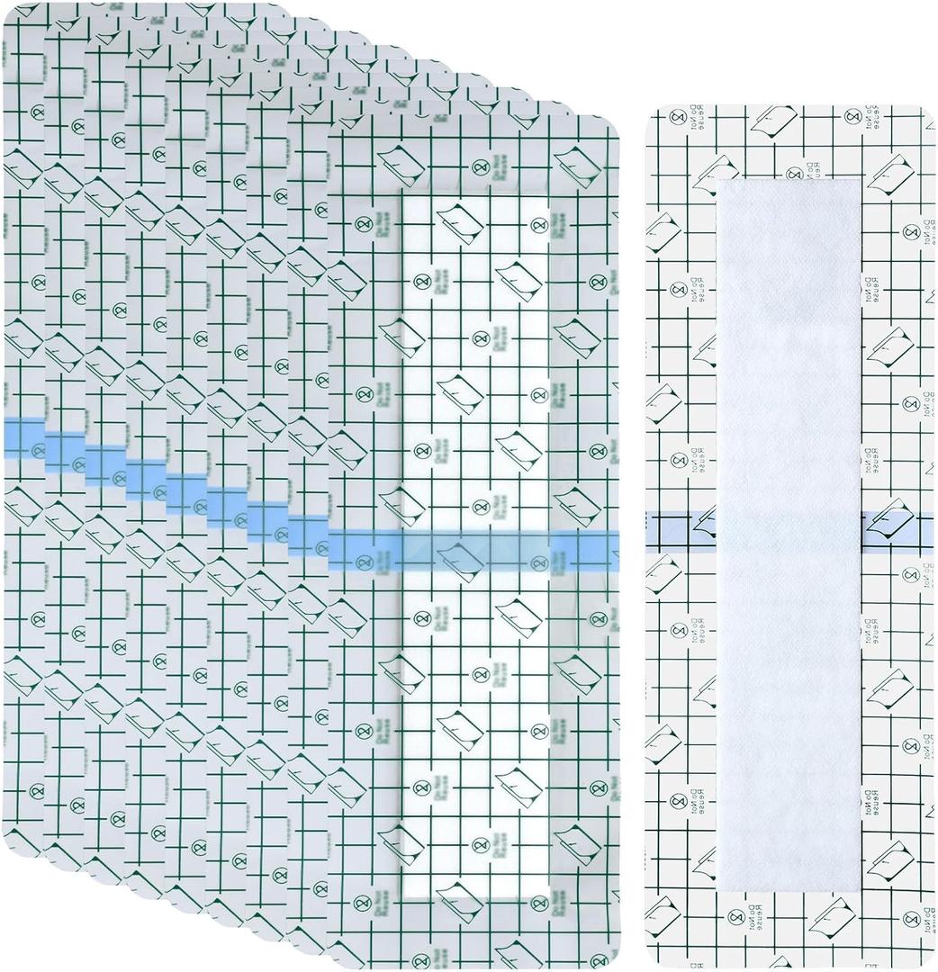 30 Pcs 4 x 12 Inch Waterproof Shower Protector with Non Stick Center Pad Knee Replacement Stretch Transparent Adhesive Bandage Peritoneal Dialysis Accessories Protector Wound Cover Bandage