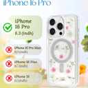 Loheckle for iPhone 16 Pro Case Women - Compatible with MagSafe Girls Cute Glitter Dried Flower Floral Girly Aesthetic Sparkle Unique Design Handmade Phone Cover for Apple 16 Pro 6.3", Fen