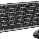 Silent Keyboard and Mouse, Wireless Compact Full-Size Computer Keyboard with Calculator Button, 2400 DPI Mouse, Quiet Clicking, Ultra-Thin Cordless USB Kit for Windows Mac Laptops - Iron Grey