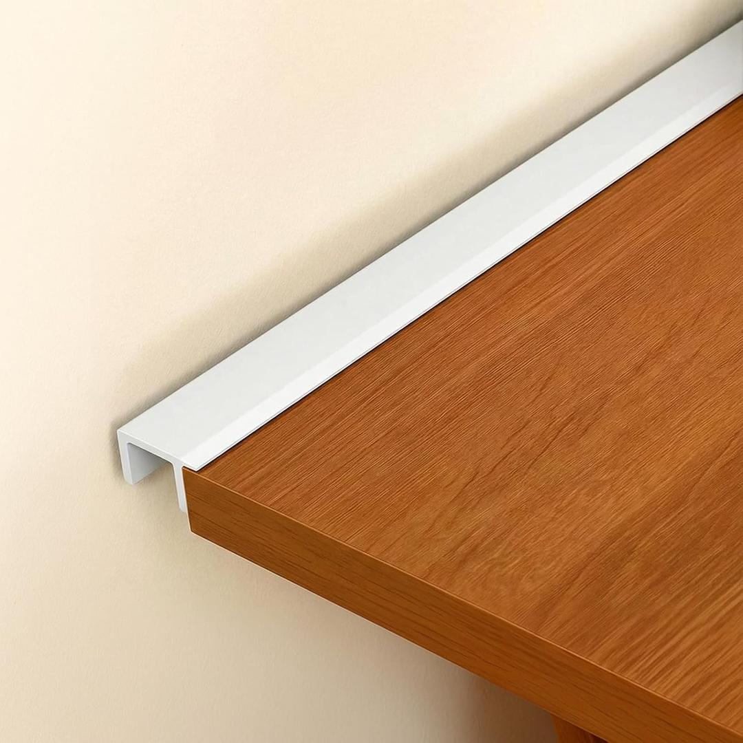 Fullhawl 1 Pcs White Desk to Wall Gap Filler PVC Plastic Office Desk Attachment Long and Wide Gap Filler Eliminates Wall Gaps Easy Installation and Fits Most Desks, 48inches