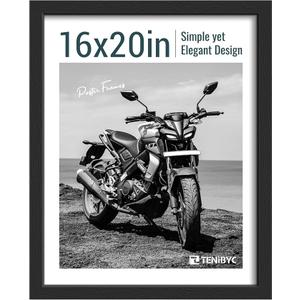 16x20 Picture Frame 1 Pack, Black Wood, Real Glass, Wall Hanging
Thick HD Tempered Glass, Large Movie Poster Frame Wall Display for Artwork, Painting, Landscapes - Gallery, Home, Living Room