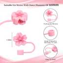 2 x 6pcs Stanley Straw Cover For Stanley Cup, Silicone Pink Cherry Blossom Flower Straw Topper fit 0.4in Straws