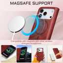 Rssviss for iPhone 17 Pro Wallet Case, Flip Folio Case Compatible with Magsafe, RFID Blocking Card Holder Kickstand, Shockproof iPhone Cover Men Women for iPhone 17 Pro 6.3" Red