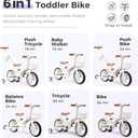 Toddler Bike with Training Wheels for Kids 1-3, 6 in 1 Balance Bike for Toddlers 2-4 with Pedals, Brake & Baskets, 12" Baby Push Tricycle for 2 3 4 5 Year Old Boy Girl Toy & Gift, Large