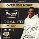 Depend Real Fit Adult Diapers, Incontinence Underwear for Men, Disposable, Maximum Absorbency, Small/Medium, Grey, 22 Count, (Gray)